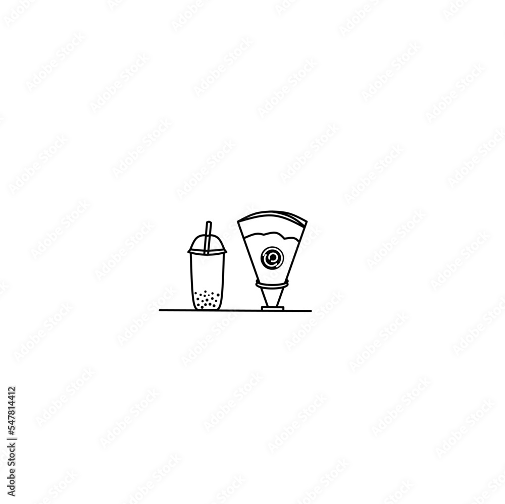 illustration vector graphic of boba tea and crepe line art perfect for logo, icon, design, and coloring book illustration vector graphic of boba tea and crepe line art perfect for logo, icon, design, and coloring book