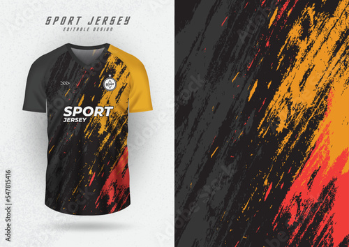 Background mockup for sports jerseys, jerseys, running jerseys, brush pattern, left side, yellow and orange.