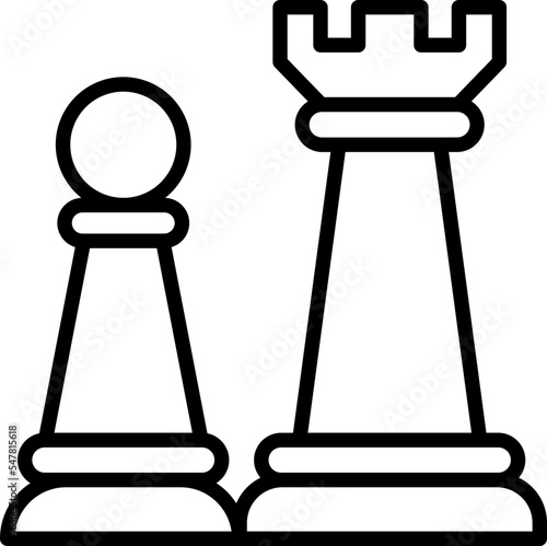 Simple chess pieces on transparent background