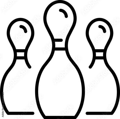 Simple bowling pins icon on transparent background