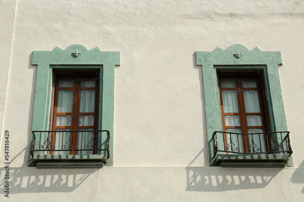 Exterior of building with windows and balconies