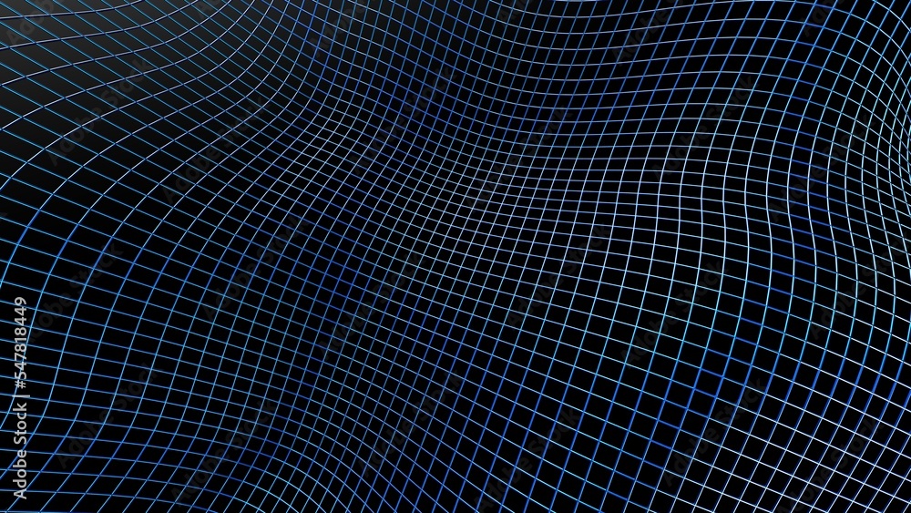 Obraz premium Metallic blue mathematical geometric grid line wave under black-white background. Concept 3D CG of sports technology, strategic ideas and intellectual analysis of operations.