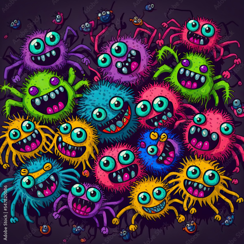 Doodle illustration of funny funny spiders Doodle illustration of funny funny spiders