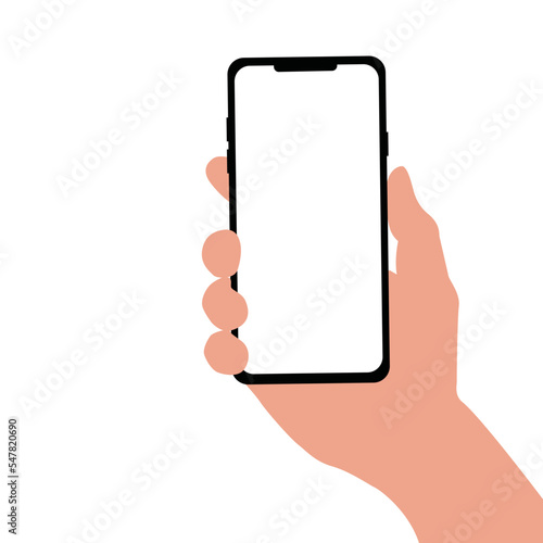  Hand Holding Black Smartphone Swipe  vector 