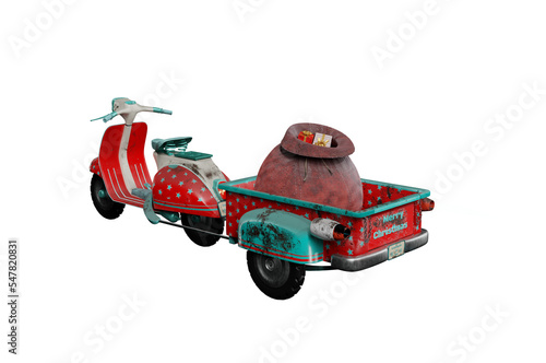 3D Illustration , 3d rendering .  back view . Red scooter .