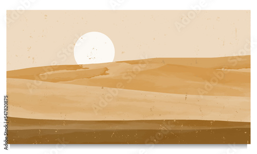 Desert landscape art painting. Abstract mountain contemporary aesthetic backgrounds landscapes. mountain, desert, sunset. vector illustrations