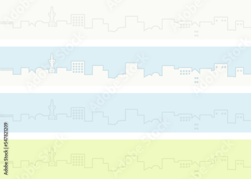 淡い色調の街並みセット