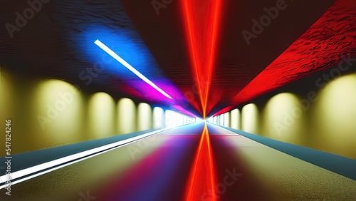 tunnel neon light gradient rainbow stripes bright background