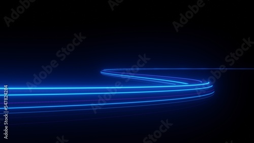 Fototapeta Naklejka Na Ścianę i Meble -  3d render motion line of speed and power or light trails. High-speed light with curve movement beam. 5G Technology fast and futuristic background. Abstract motion blur.