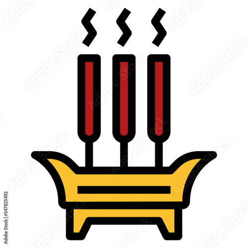 incense filled outline icon