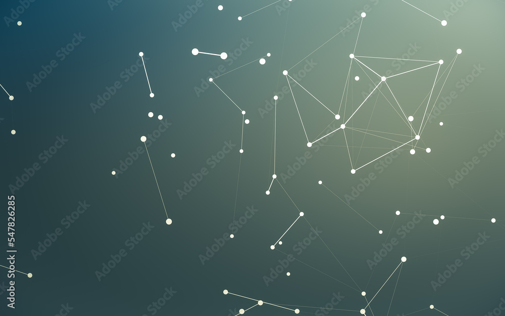 Fototapeta premium Abstract background. Molecules technology with polygonal shapes, connecting dots and lines. Connection structure. Big data visualization.