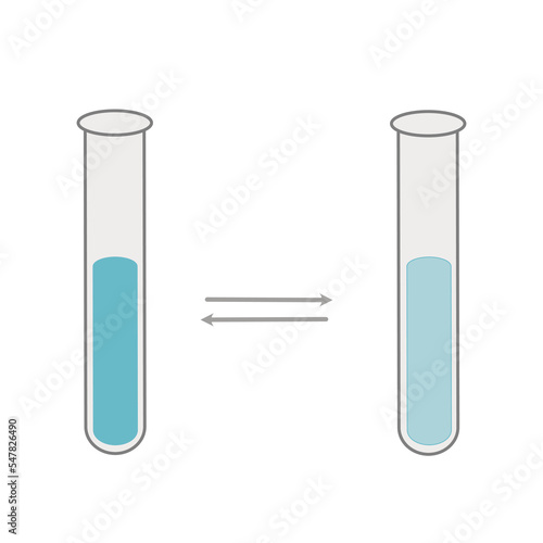 The chemical reaction in a test tube that showing reversible reaction