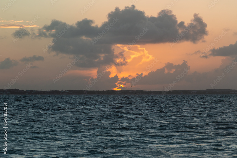Sun Set Over the Atlantic Ocean Turks and Caicos Islands 