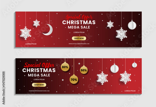 Christmas Sale banner.Big sale offer, banner template. Winter holidays discounts and sellout in stores and shops.