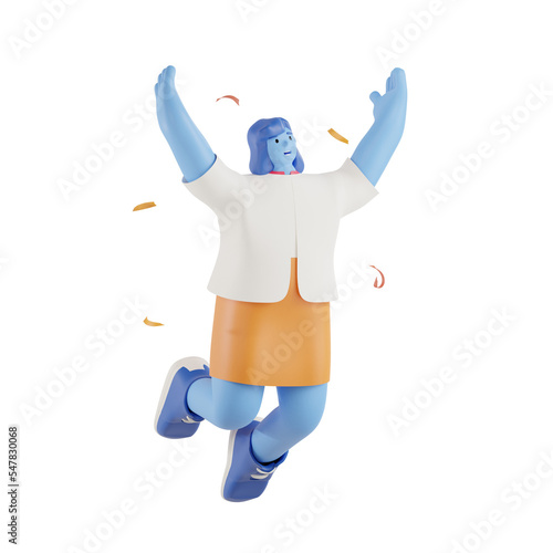 3d party people celebrate with jumping