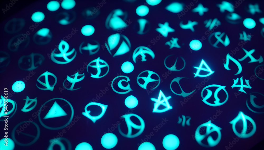 Abstract rune and arcane magic occult symbol background. Mystical ...