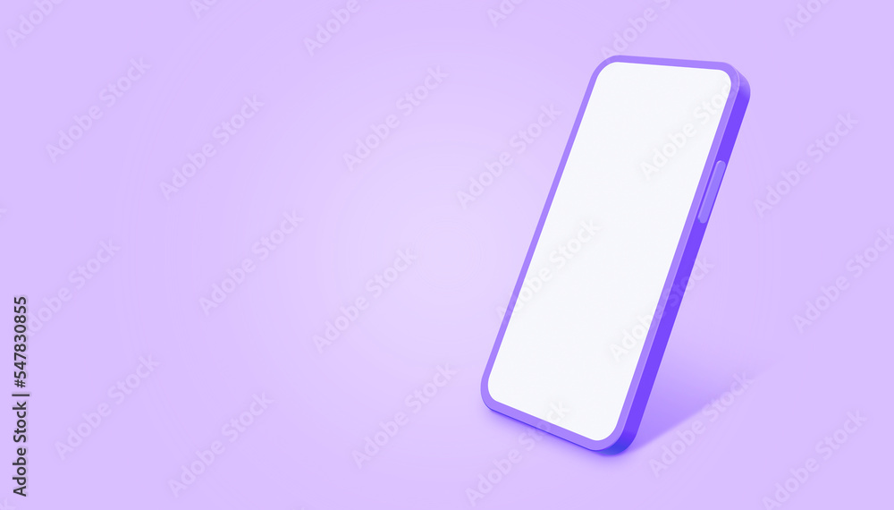 Blank screen mobile phone on purple background. Mockup for mobile applications, banner, web page designs. 3D illustration. Blank screen mobile phone on purple background. Mockup for mobile applications, banner, web page designs. 3D illustration.