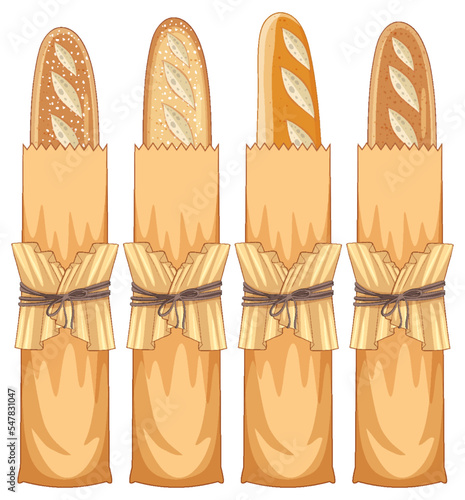 Baguette bread in paper bag