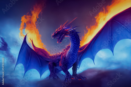 red dragon in the night