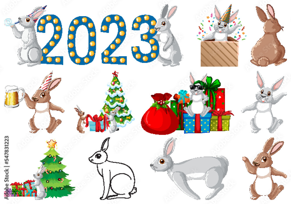 Set of 2023 new year element icon