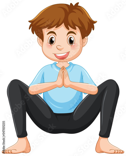 Yoga squat pose cartoon character