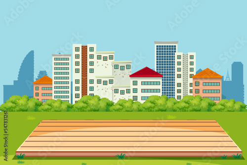 Outdoor park with empty stage