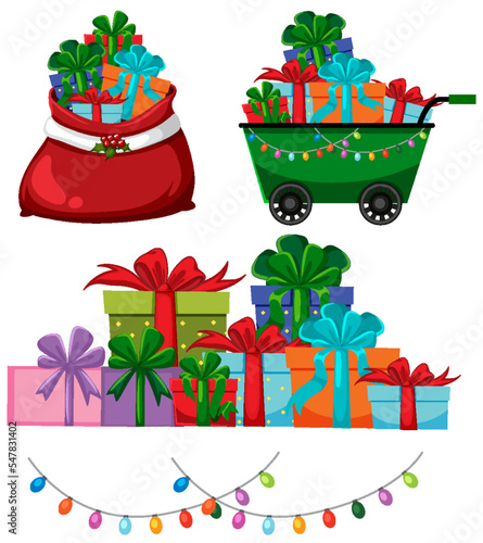 Christmas objects and elements set