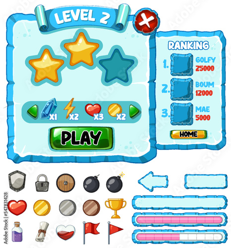 Game element template design set