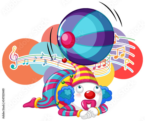 Circus clown with music key cartoon character