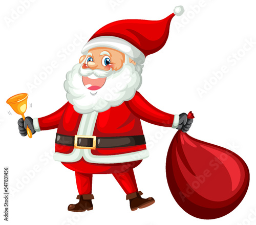 Santa Claus holding Christmas gift bag