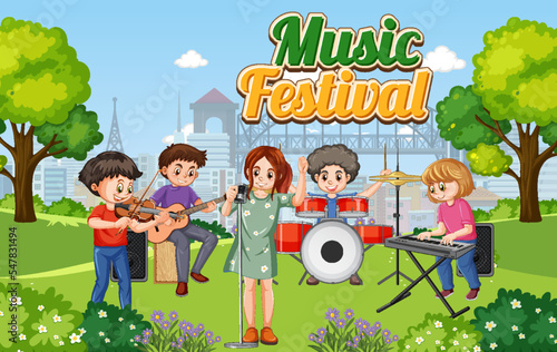 Kids music band at park