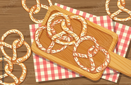 Top view of pretzel breads on the table