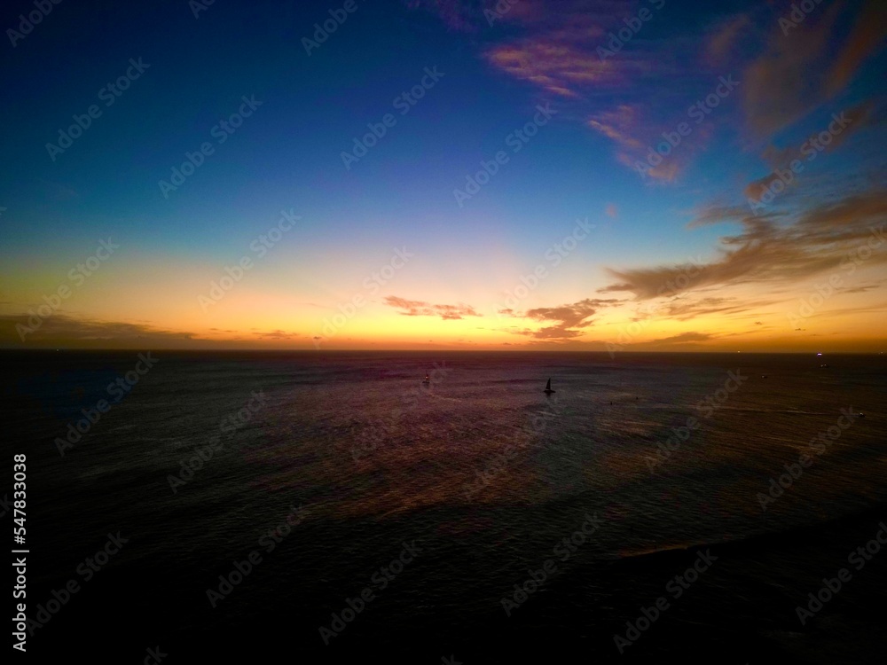 Honolulu Hawaii horizon at sunset