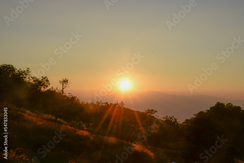 sunset over the mountains