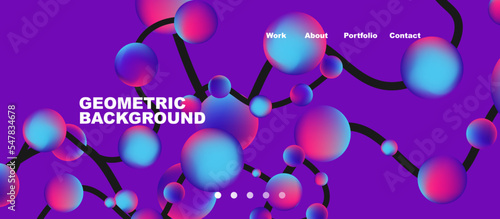 Network concept, line points connections geometric landing page background.