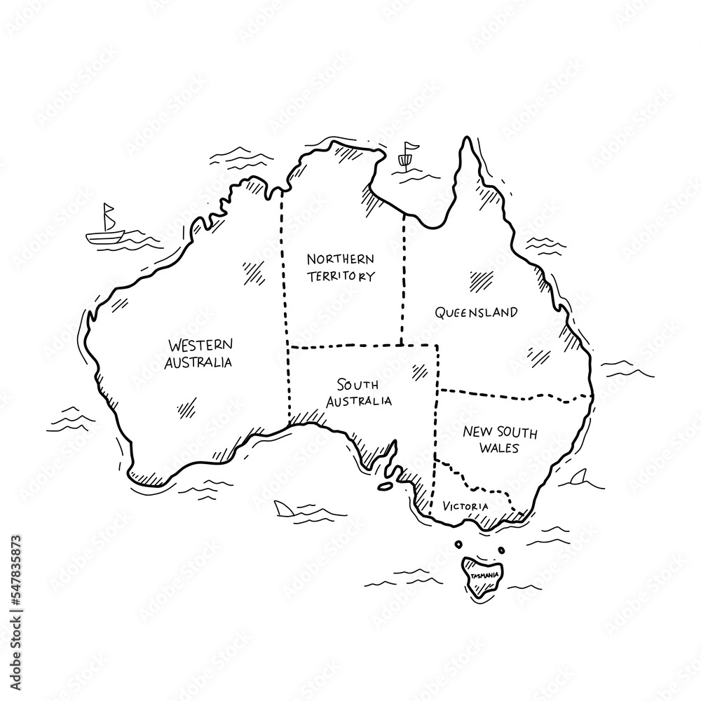 doodle hand drawing aussie australia outline illustration Stock Vector ...