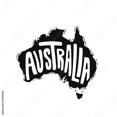 hand drawing doodle australian map black
