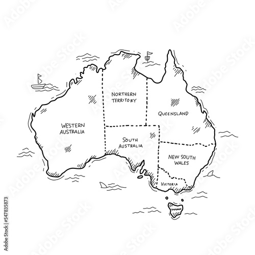 doodle hand drawing aussie australia outline illustration