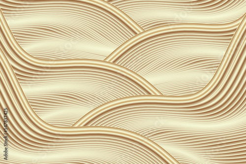 3D shading gold wave line texture background of high-end luxury texture line © hqrloveq