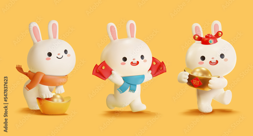 3D Cute rabbit characters for CNY 3D Cute rabbit characters for CNY