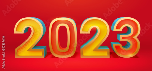 Golden 3D number 2023