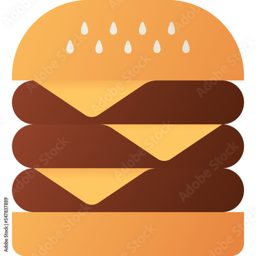 Triple cheeseburger isolated on white background, illustration, icon, element