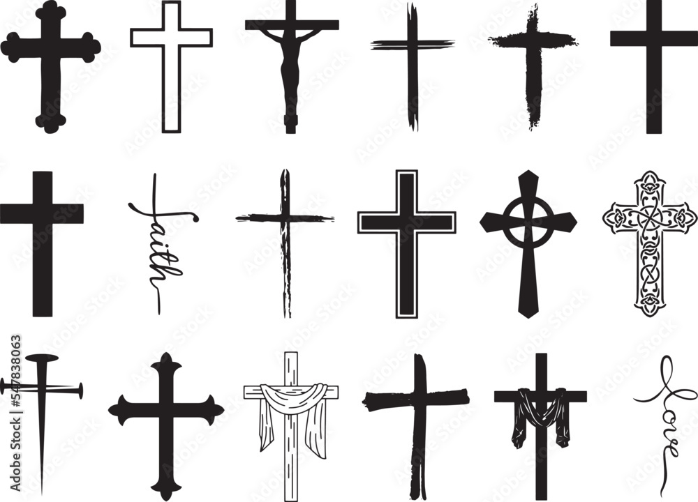 Vecteur Stock Religious CROSS BUNDLE, Jesus Cross, Old Rugged Cross ,  Christian ,Cross , Religious , Cross ClipArt, Crosses, Catholic Cross,  Silhouette Cross, Faith Cross | Adobe Stock