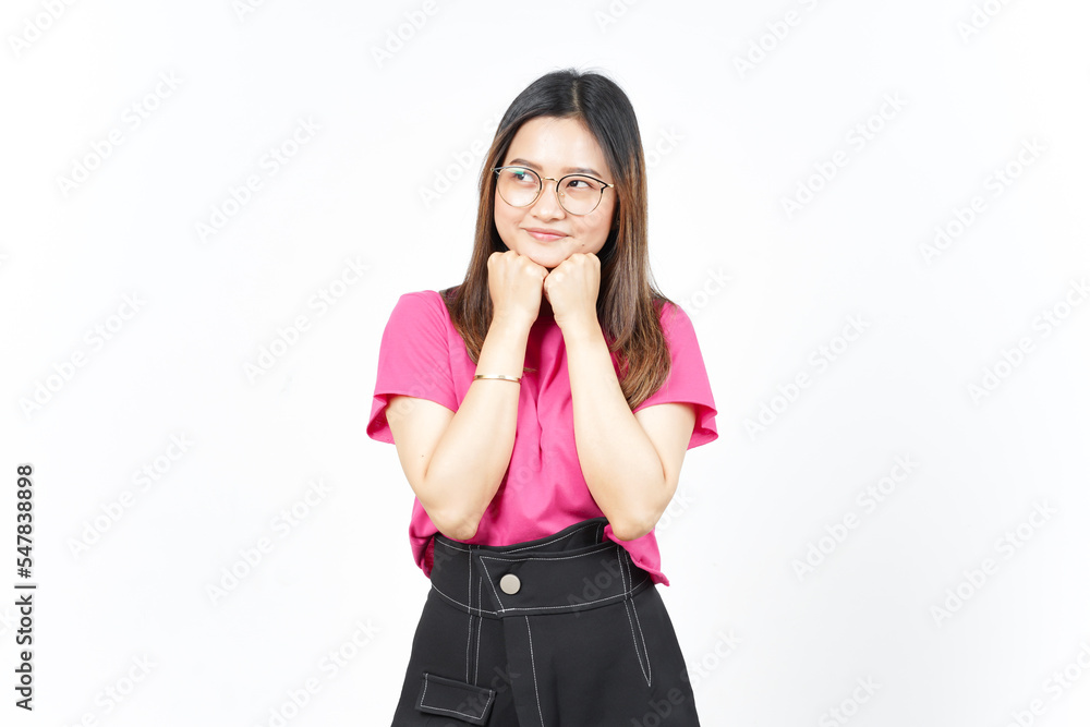 Thinking and Curious gesture Of Beautiful Asian Woman Isolated On White Background Thinking and Curious gesture Of Beautiful Asian Woman Isolated On White Background