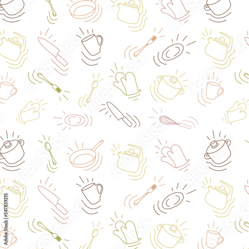 doodle white background multicolored with dishes, background, pattern for cafes, canteens, restaurants, banner, poster
