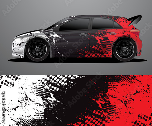 Rally car decal graphic wrap vector, abstract background
