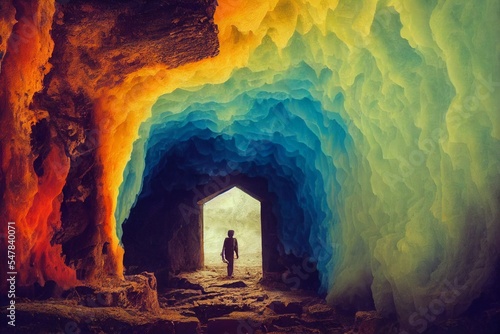 Fotografie, Obraz Illustration of seven colors lone wanderer.