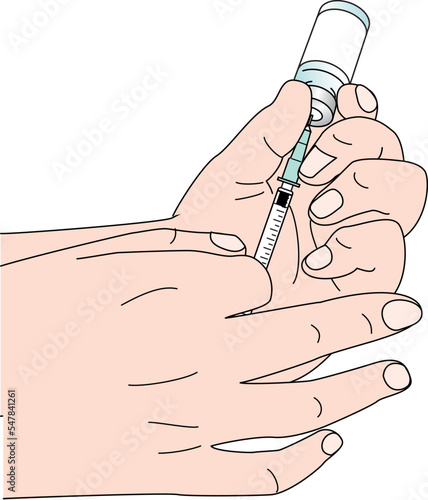 注射器に薬剤を入れる
