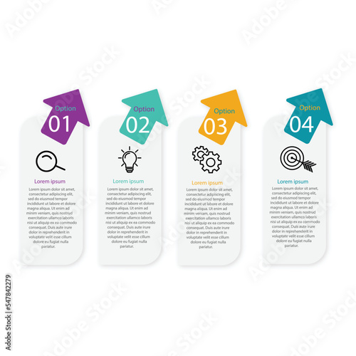 abstract horizontal timeline infographics element presentation report with business icons 4 step vector illustration background