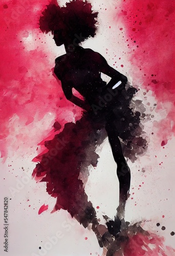 dancing girl on a red background